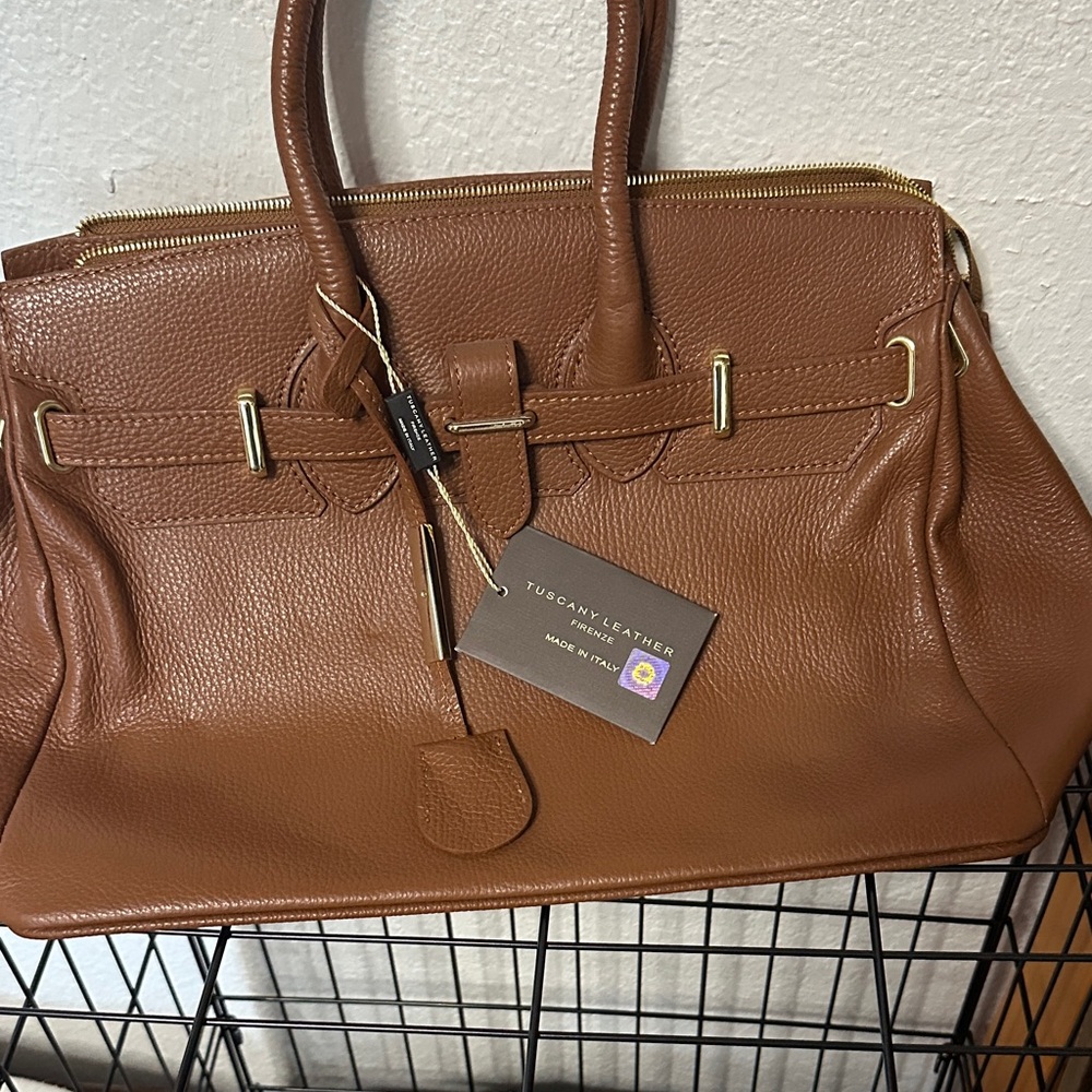 Tuscany Leather Cognac satchel. New. Never used
